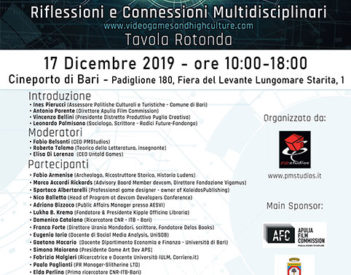 “Videogames, Capitalismo e Alta Cultura” è il tema della tavola rotonda in programma, martedì 17 dalle 10 alle 18, al Cineporto di Bari.