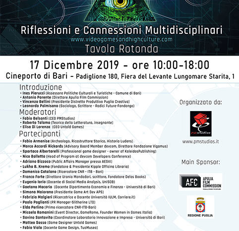 “Videogames, Capitalismo e Alta Cultura” è il tema della tavola rotonda in programma, martedì 17 dalle 10 alle 18, al Cineporto di Bari.