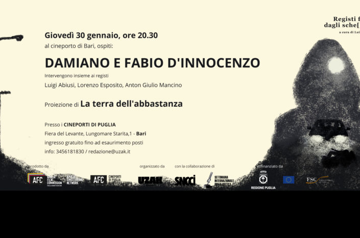 I fratelli D'Innocenzo, giovedi' 30 gennaio alle 20.30, al Cineporto di Bari per “Registi Fuori dagli Sche[r]mi” con "La terra dell'abbastanza"