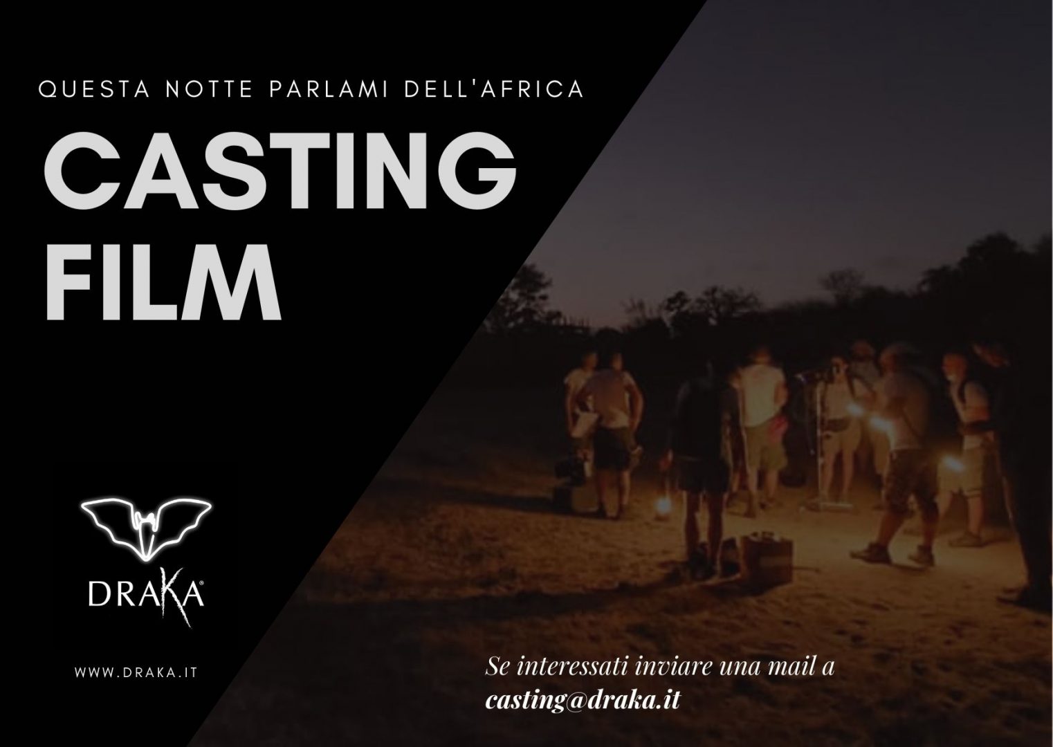 Casting per il film “QUESTA NOTTE PARLAMI DELL’AFRICA” Apulia Film Commission Casting per il film “QUESTA NOTTE PARLAMI DELL’AFRICA” Apulia Film Commission