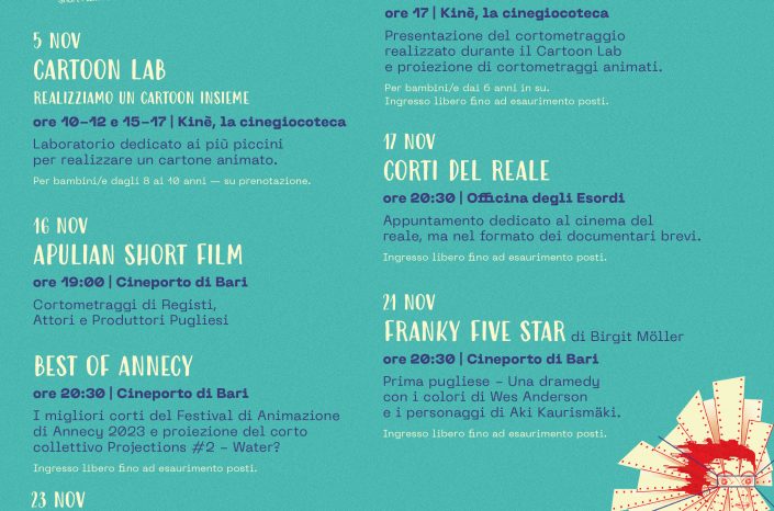 Dal 5 novembre torna a Bari "Cortocircuiti", il festival dedicato al cinema breve e degli esordi