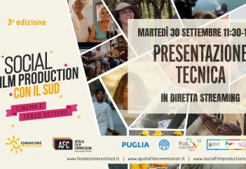 Martedì 30 settembre presentazione tecnica online del Social Film Production Con il Sud