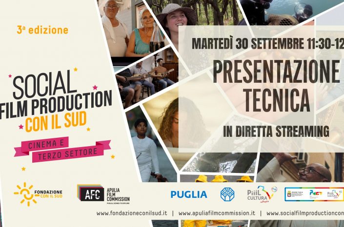 Martedì 30 settembre presentazione tecnica online del Social Film Production Con il Sud