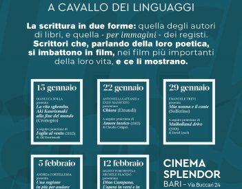 Al via "Transiti", percorso dedicato al rapporto tra cinema e letteratura - Da giovedì 15 gennaio al Cinema Splendor di Bari